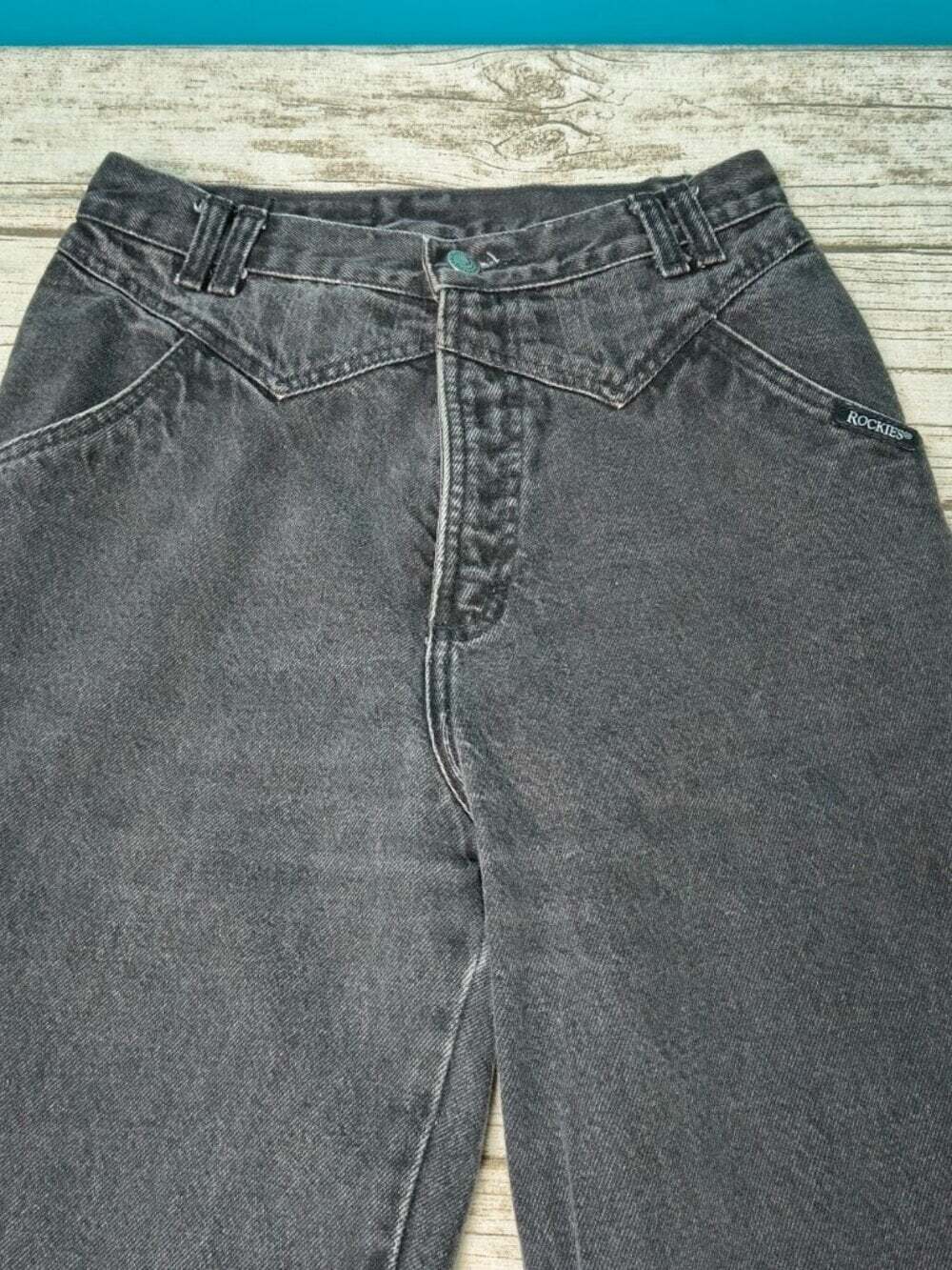 Vintage Rocky Mountain Black High Waisted Western Denim Jeans Womens
